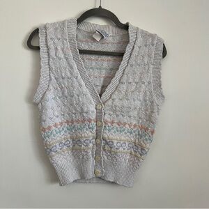 Vintage 90s The Villager Petites Fair Isle Knot Sweater Vest Cottagecore Preppy